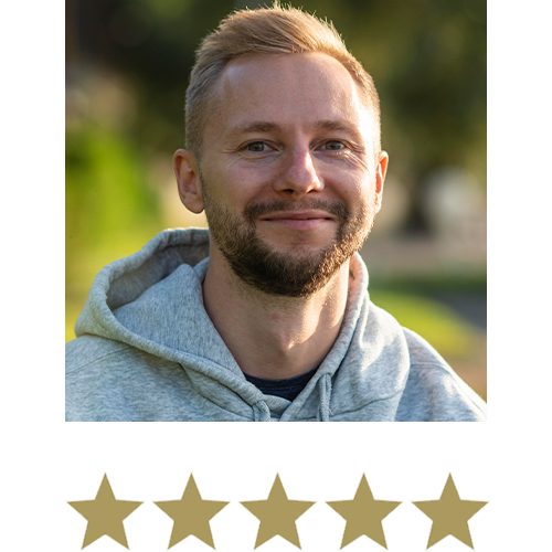 Man displayed with five stars underneath.