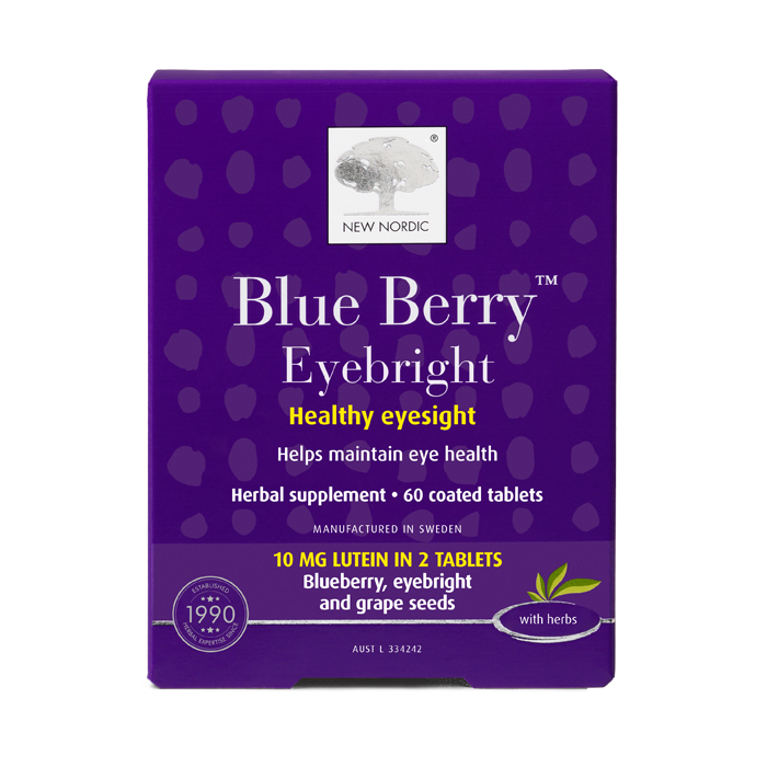 New Nordic Blue Berry™ Eyebright tablets with blueberries and herbs, help maintain eye health and vision.