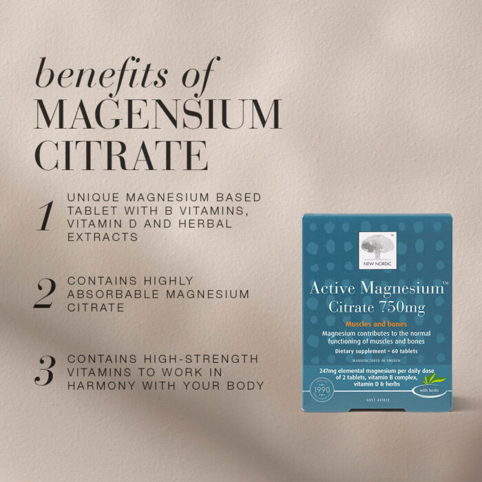 Benefits of Active Magnesium™ Citrate 750mg Tablets.