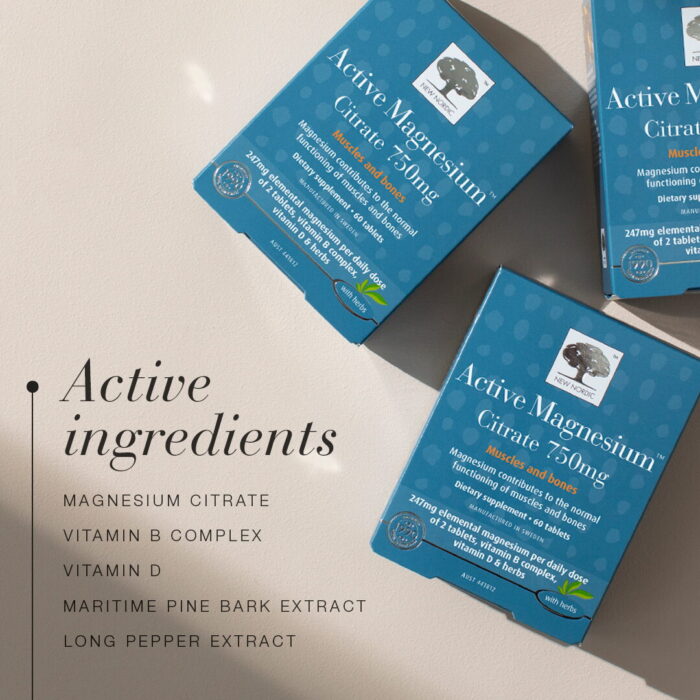 Ingredients of Active Magnesium™ Citrate 750mg Tablets.