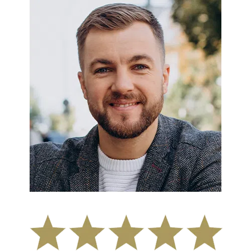 Man displayed with five stars beneath