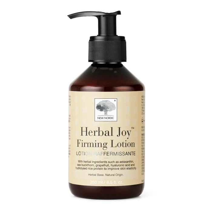 Image of New Nordic Herbal Joy™ Firming Lotion, firms, nourishes, and moisturises skin with shea butter, rice protein, hyaluronic acid, and plant extracts.