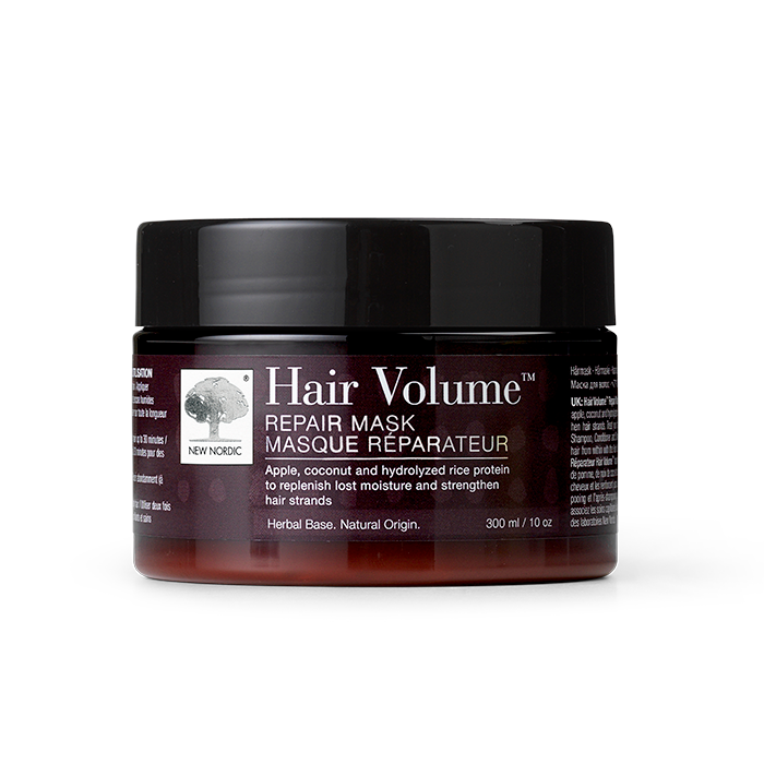 Image of New Nordic Hair Volume™ Repair Mask, deeply nourishes and strengthens hair with apple, coconut, and rice protein.