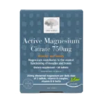 New Nordic Active Magnesium Citrate™ tablets help maintain muscles, nerves, energy, heart, and microcirculation, and contribute to reduced tiredness, with B vitamins, magnesium, maritime pine bark, and long pepper. Image of product.
