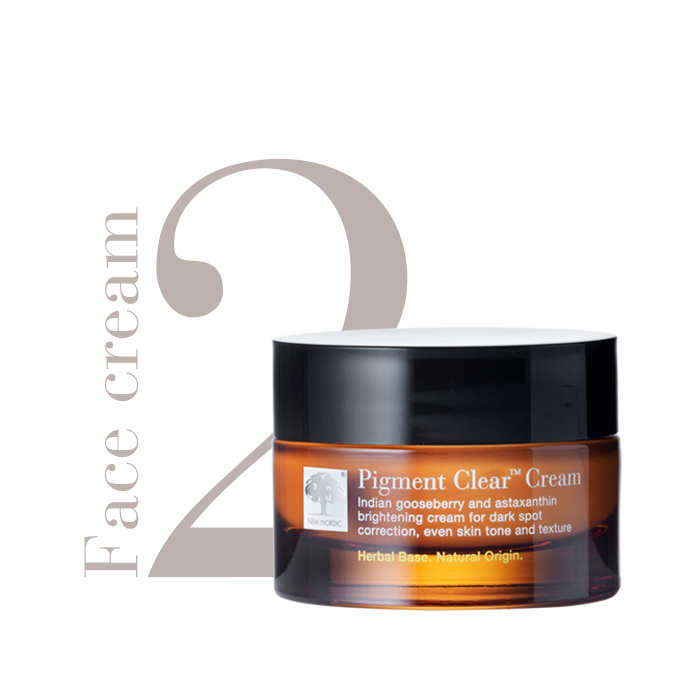 Step 2 Pigment Clear™ Cream shown as the second step in a skincare routine.